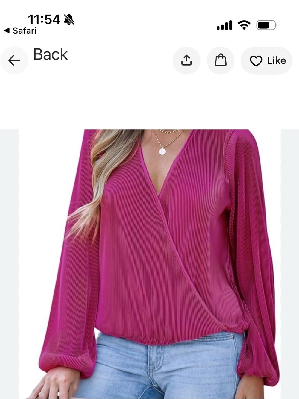 Magenta Surplice Long-Sleeve Blouse - Women's Top size Large